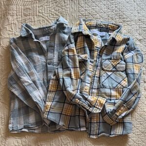 Zara Toddler Boys Plaid Button-Up Shirts in Blue and Yellow Size 4/5